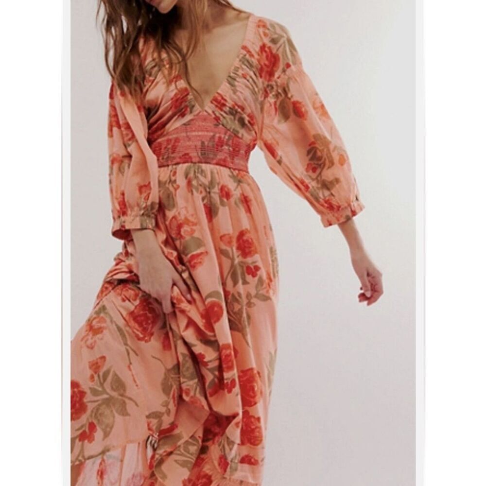 Free People size Large Golden Hour Maxi Dress Color: Blue Violet Combo